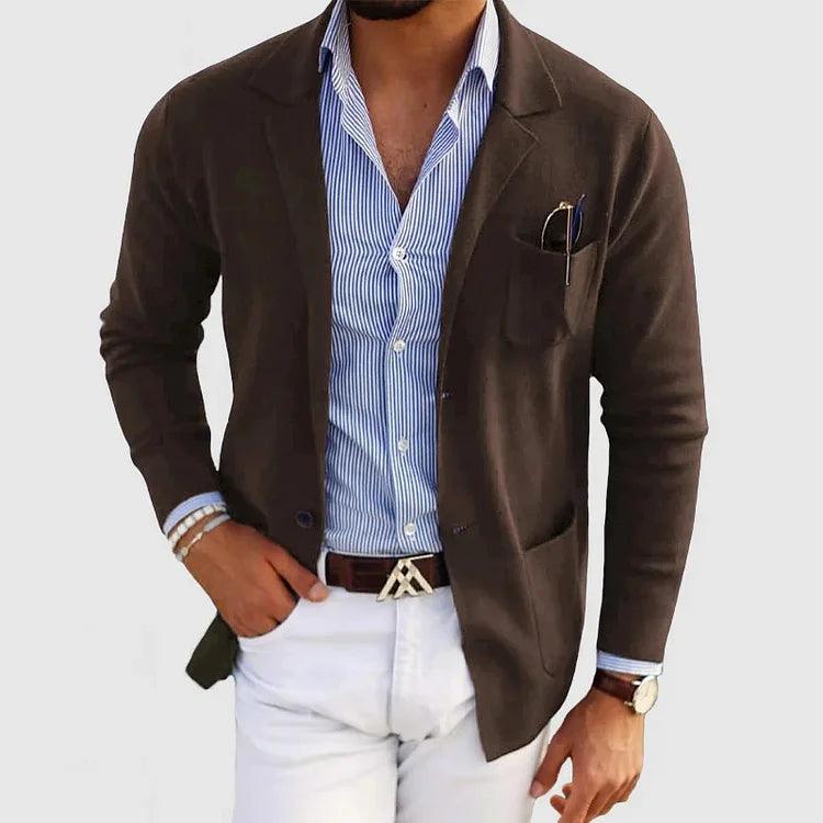 Elegant Herrecardigan med Lommer og Reverskrave