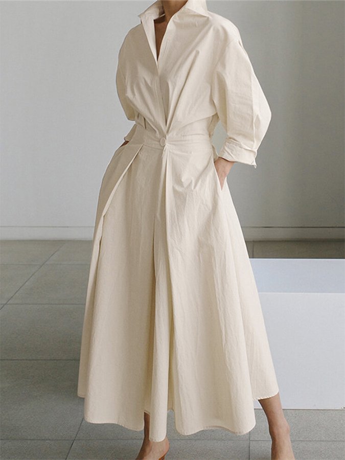 Caro | Elegant Skjortekjole med Knapper