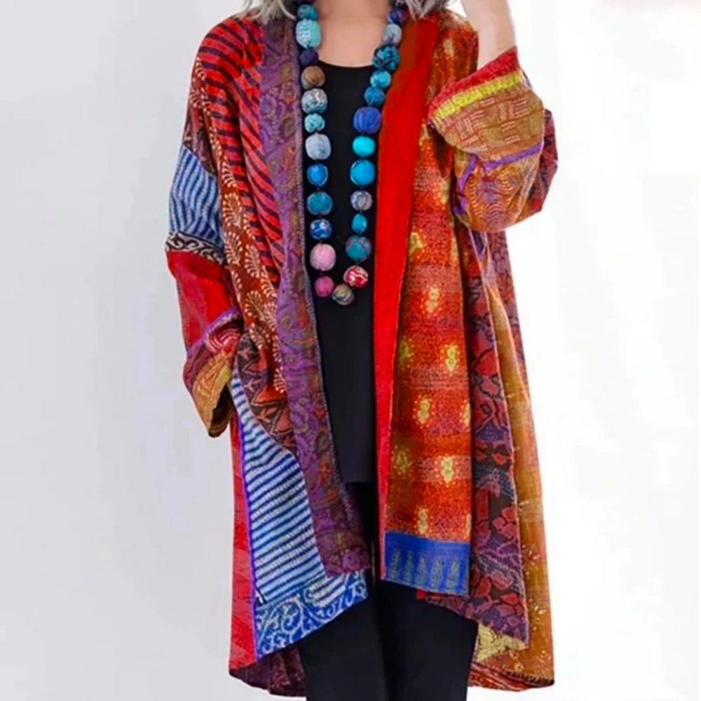 Birgitte | Vintage Multifarvet Cardigan til Kvinder