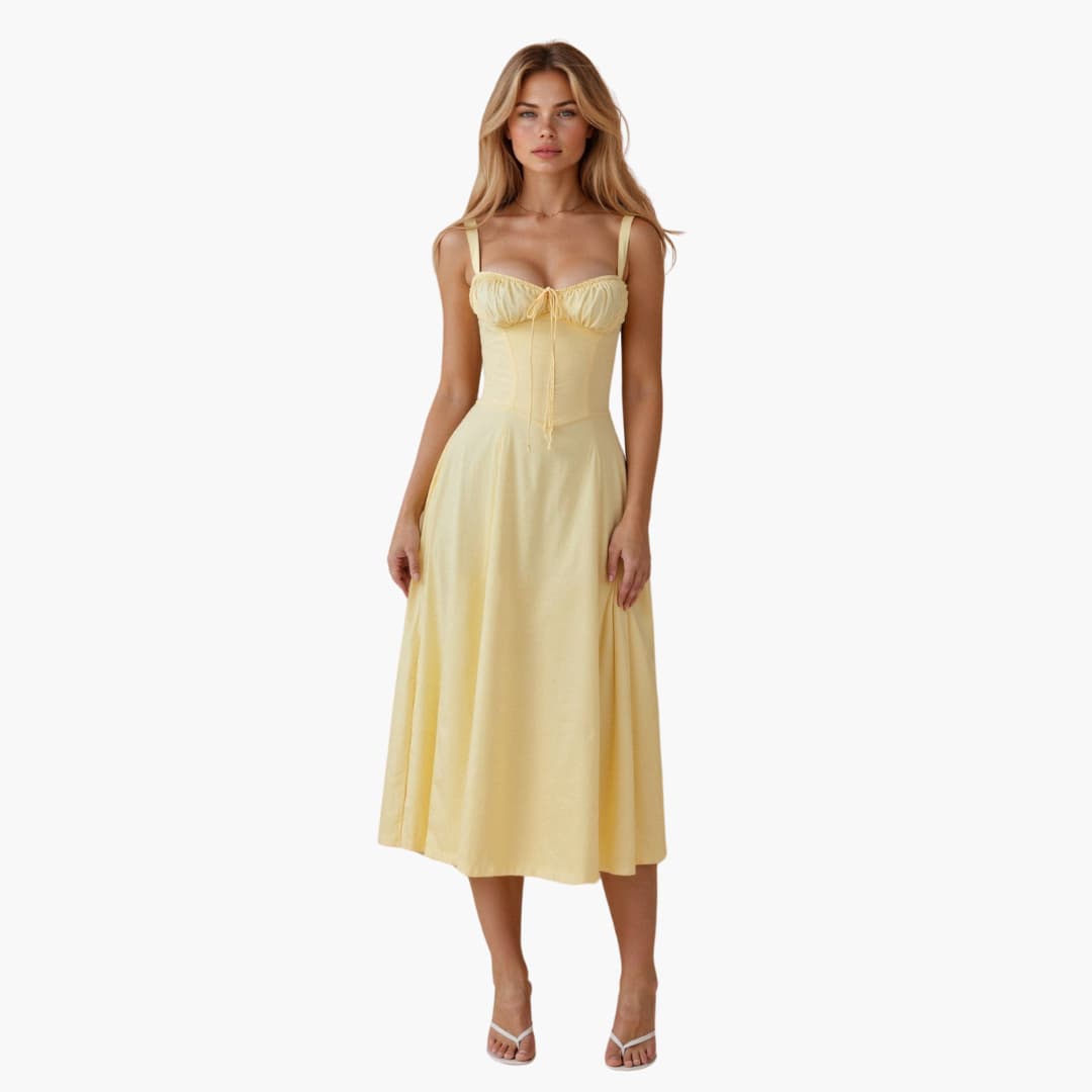 Stella | Kvinders Elegant Midi Kjole med Let Flowy Design