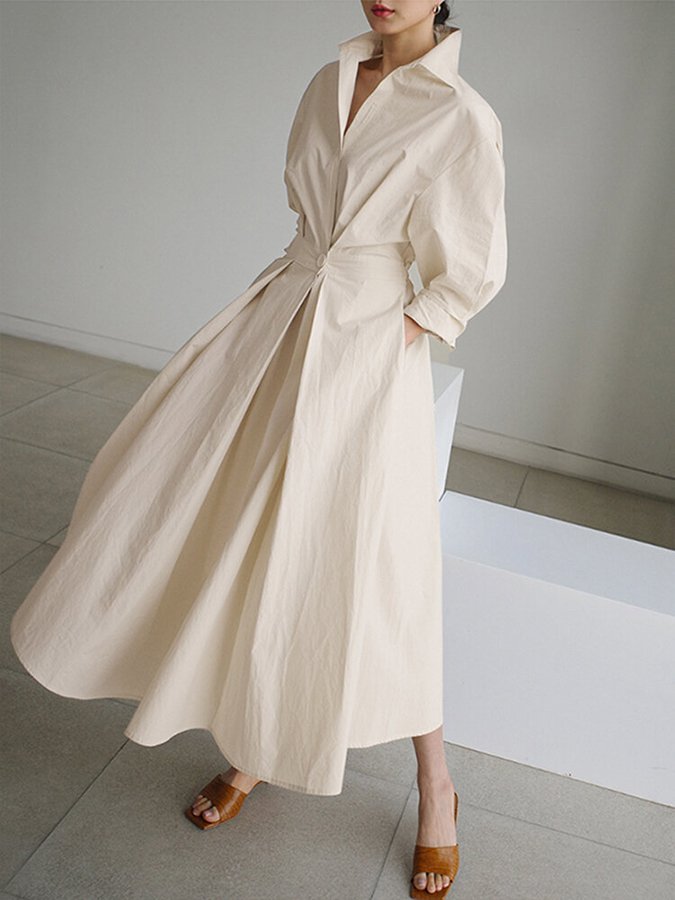 Caro | Elegant Skjortekjole med Knapper