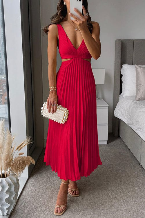Sanne | Elegant Plisseret Satin Kjole til Kvinder