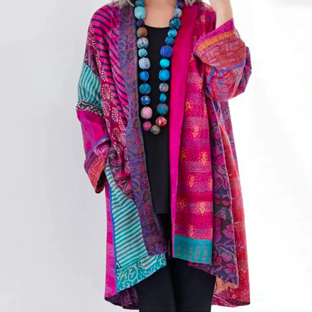 Birgitte | Vintage Multifarvet Cardigan til Kvinder