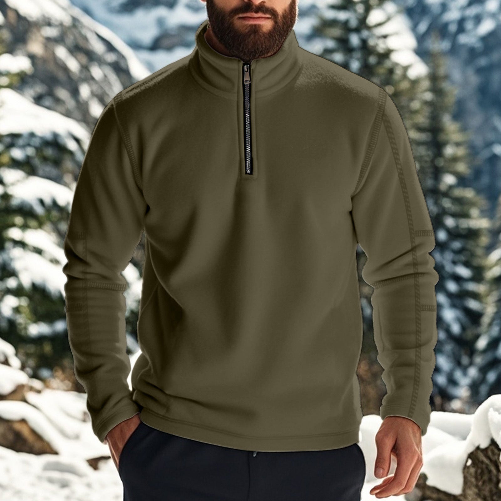 Rasmus | Fleece sweater med lynlås til mænd