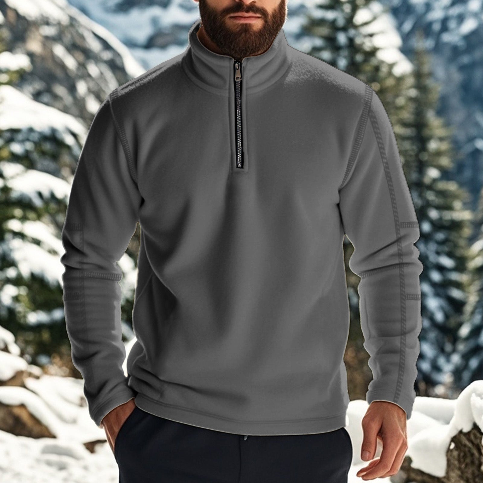 Rasmus | Fleece sweater med lynlås til mænd