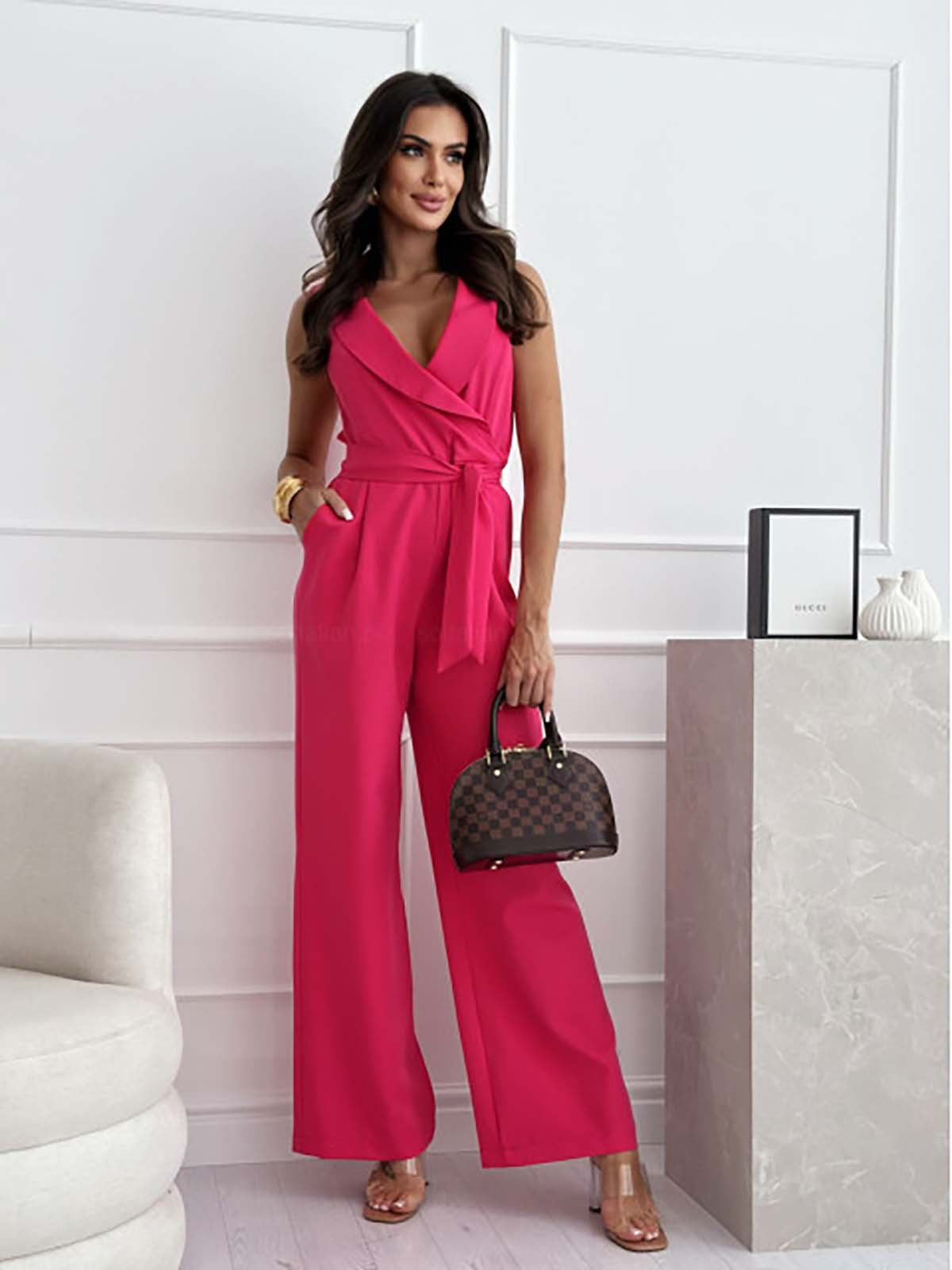 Lærke | V-hals Jumpsuit med Slå-om Detalje
