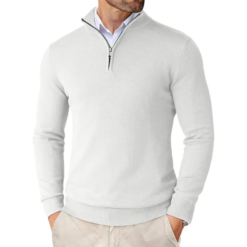 Søren | Sweater med lynlås i bomuldsmix til mænd