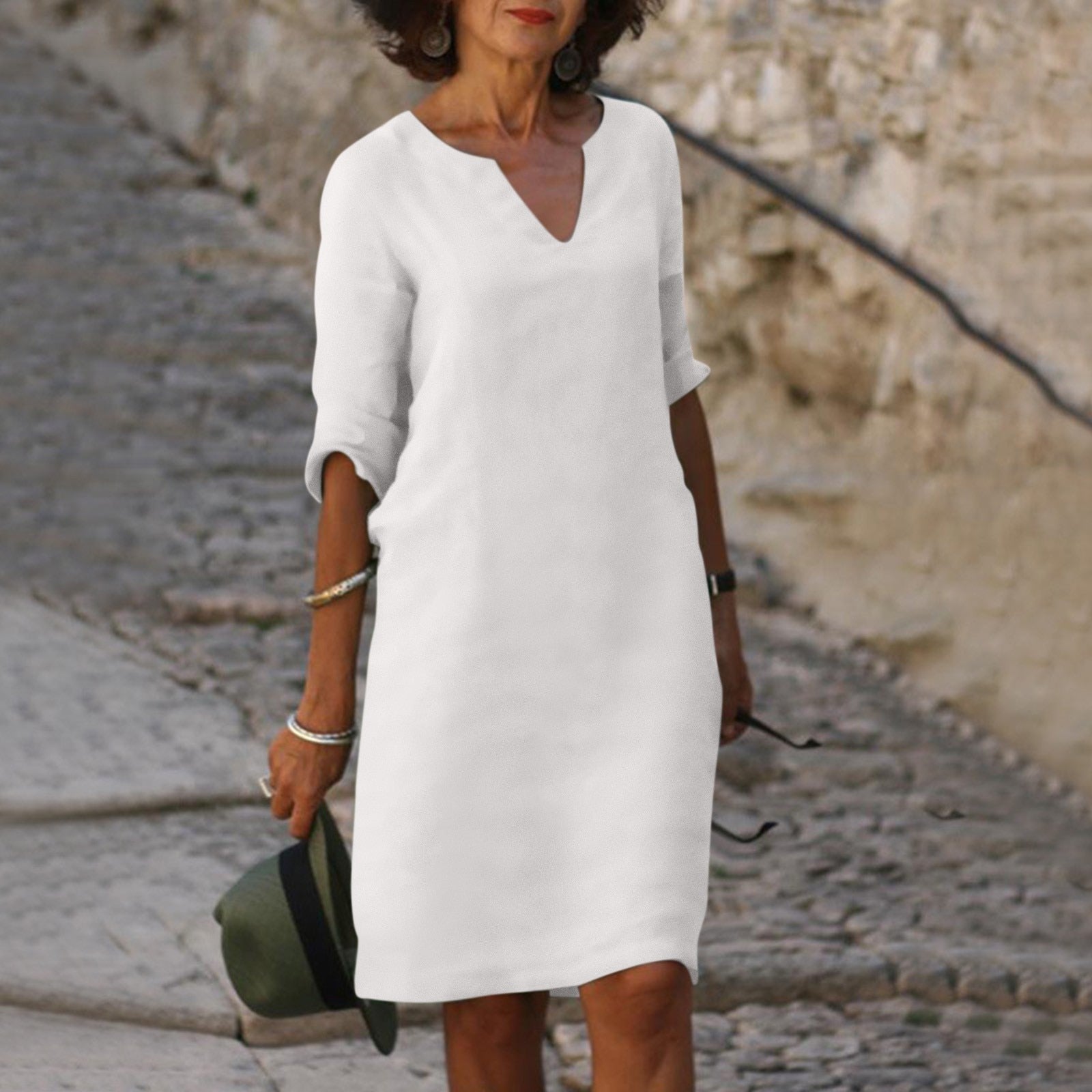 Anette | Elegant V-hals Kjole til Sommer