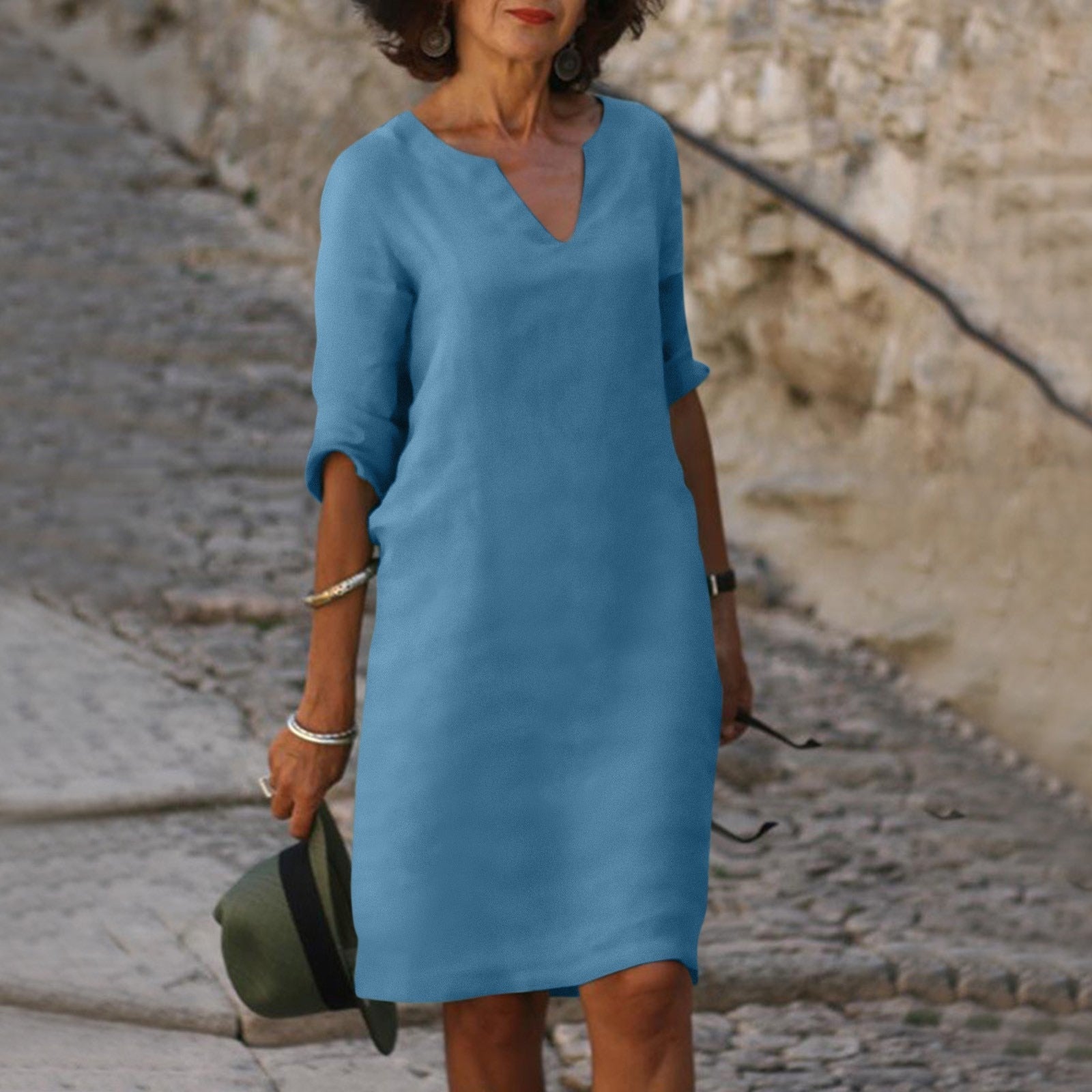 Anette | Elegant V-hals Kjole til Sommer