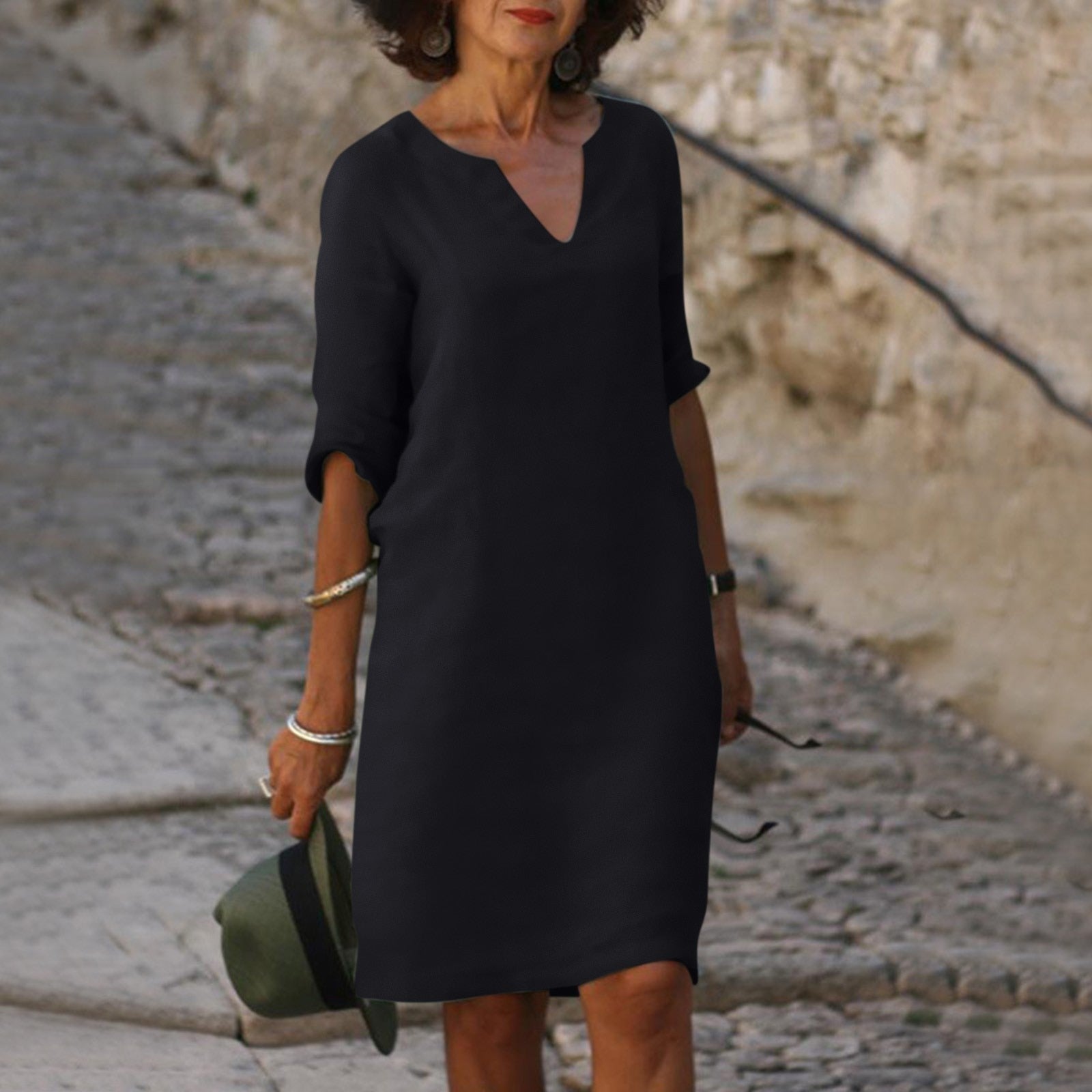 Anette | Elegant V-hals Kjole til Sommer
