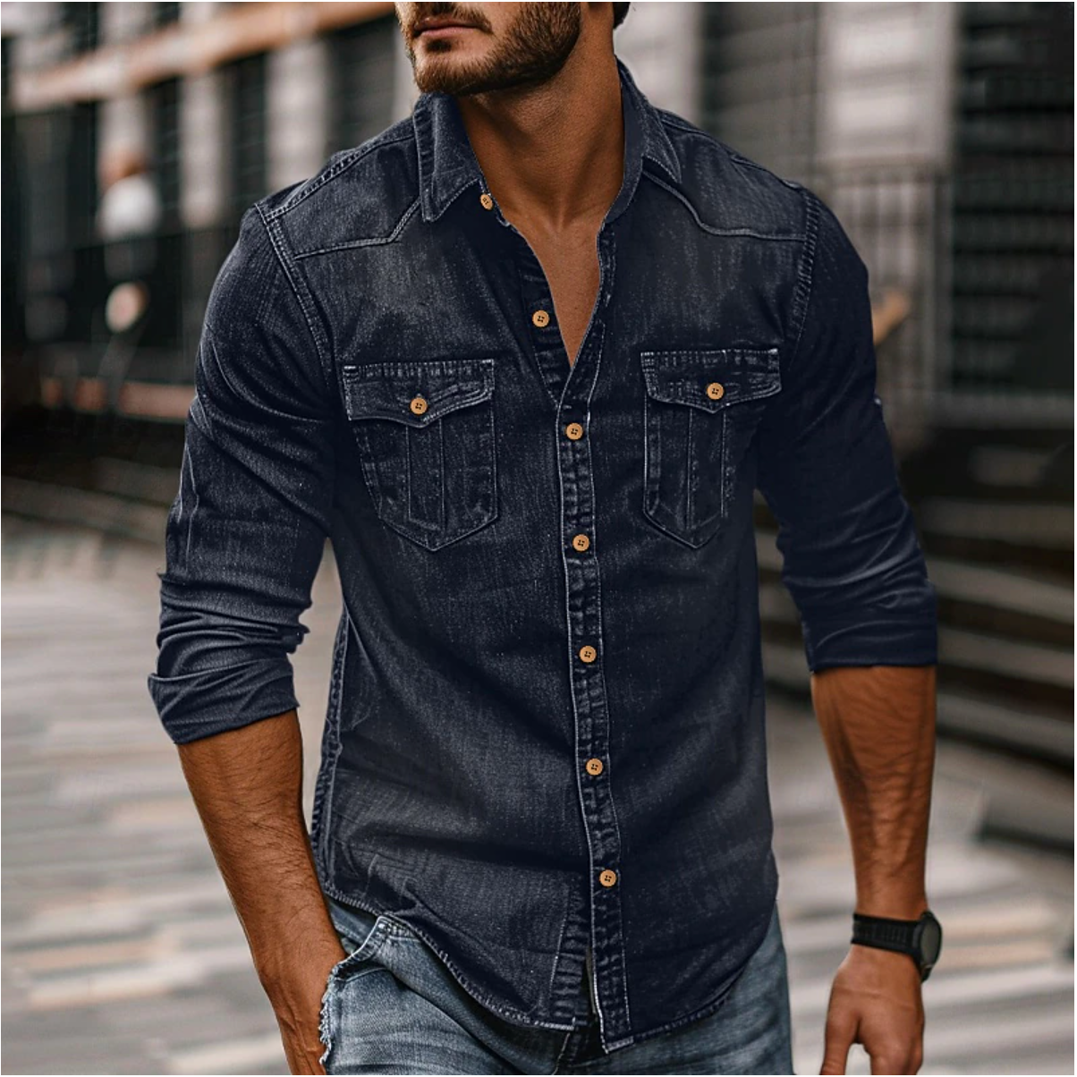 Hans | Denim Skjorte til Mænd