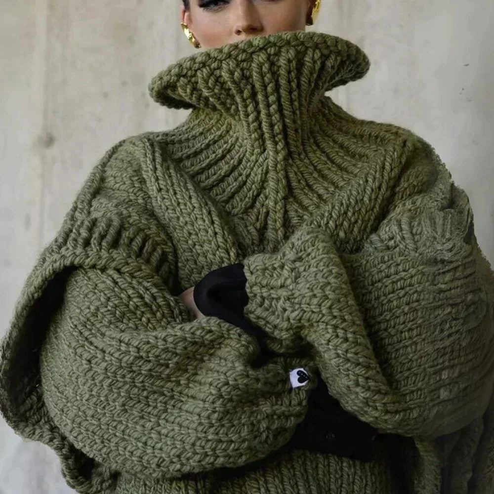 Mona | Hyggelig Oversize Rullekrave Sweater til Vinter