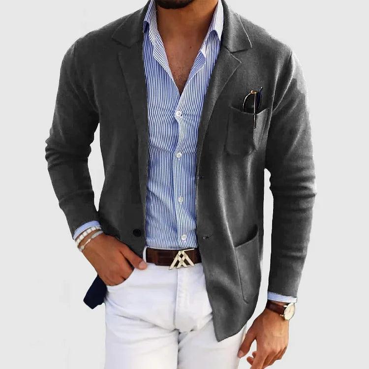Elegant Herrecardigan med Lommer og Reverskrave