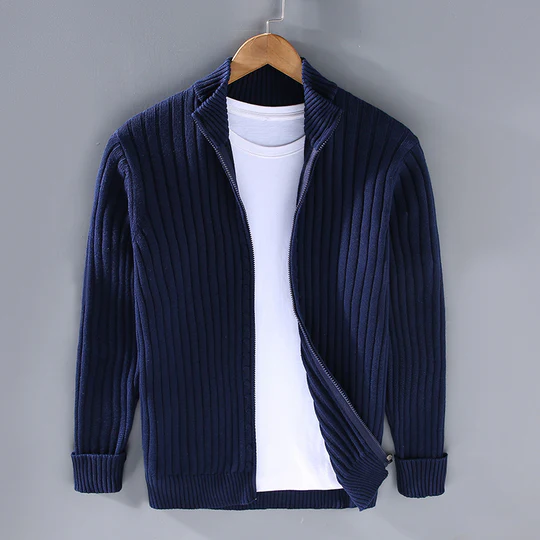 Anders | Cardigan i slim fit med lynlås til mænd