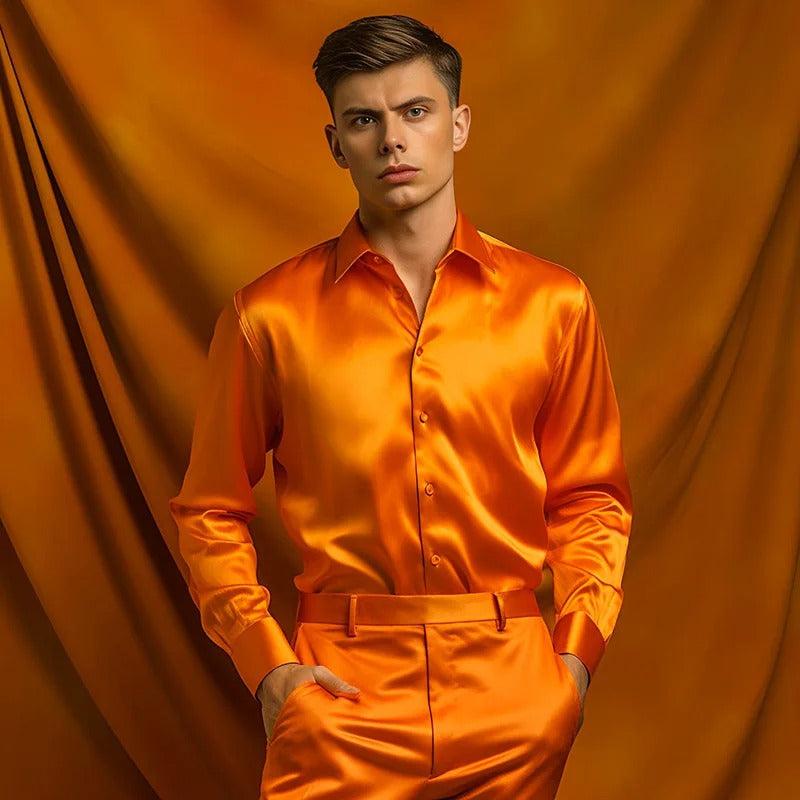 Lucas | Satin Skjorte til Elegant og Raffineret Look