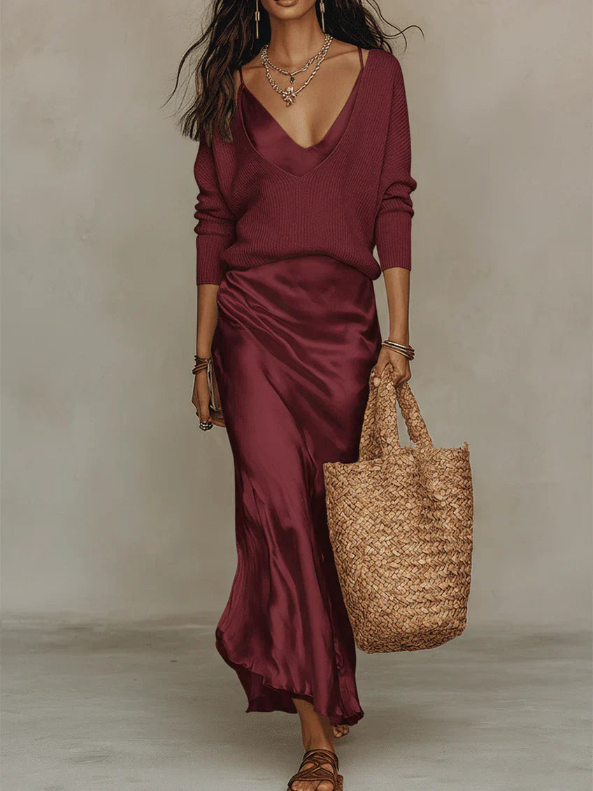 Camilla™ | Satin midi kjole