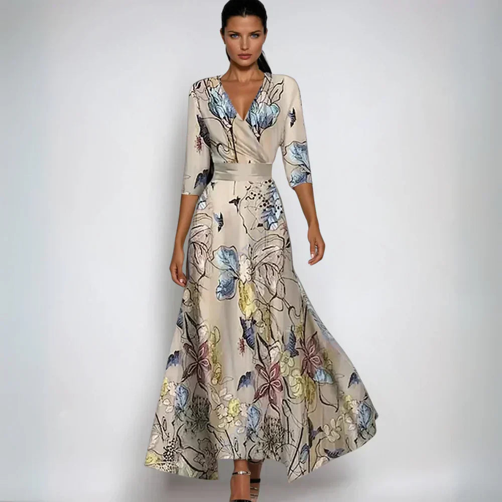 Emily | Elegant Blomstret Omslagskjole til Sommer