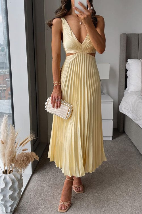Sanne | Elegant Plisseret Satin Kjole til Kvinder