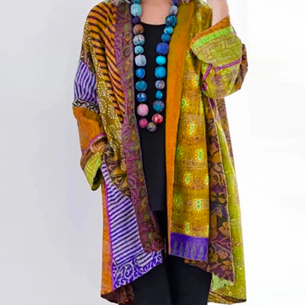 Birgitte | Vintage Multifarvet Cardigan til Kvinder