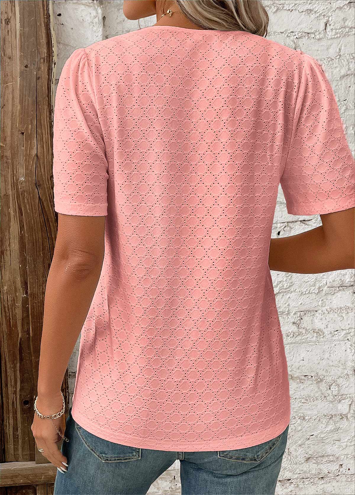 Elegant patchwork bluse med moderne design