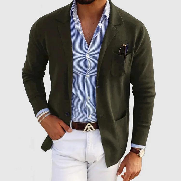 Elegant Herrecardigan med Lommer og Reverskrave
