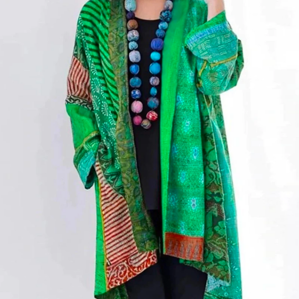 Birgitte | Vintage Multifarvet Cardigan til Kvinder