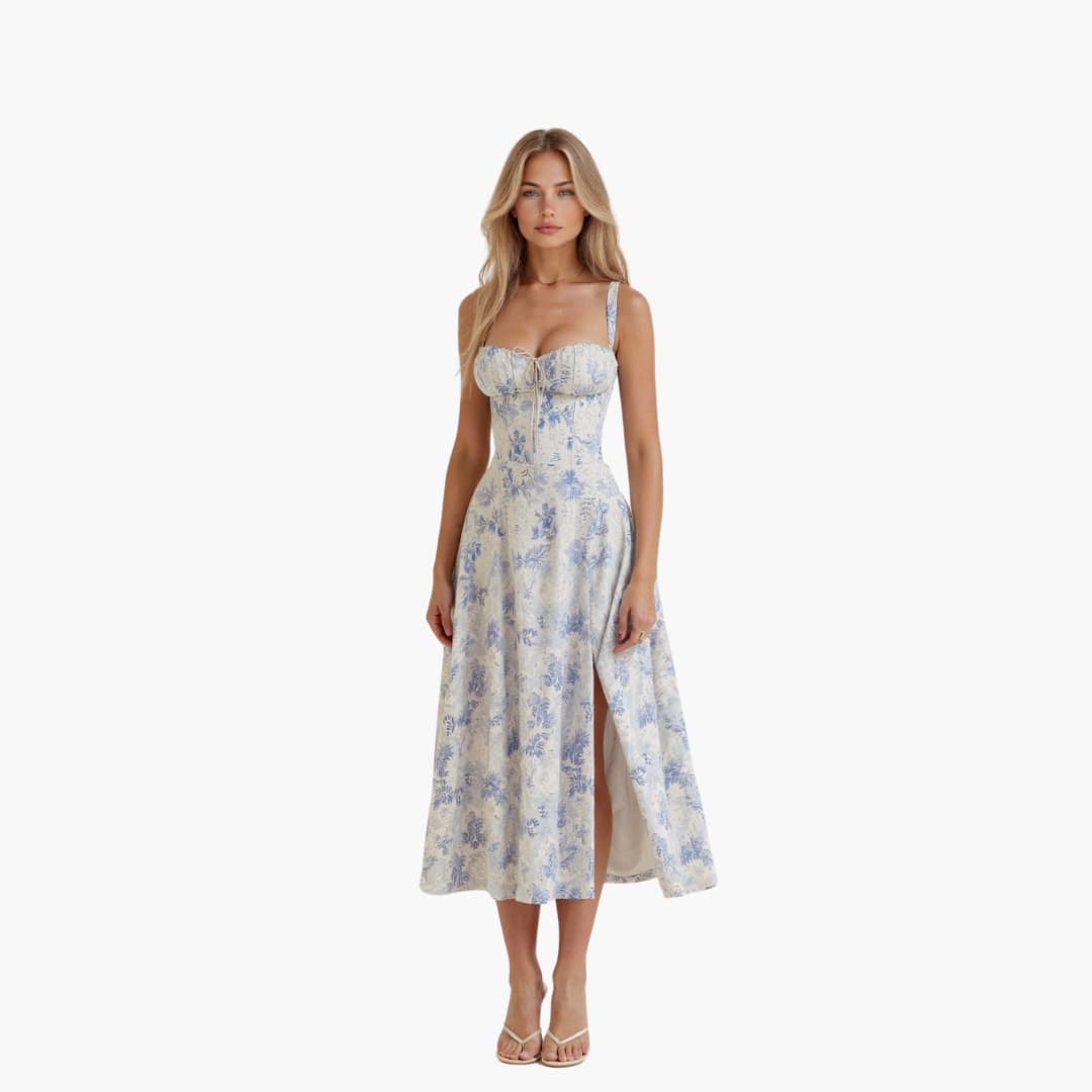 Stella | Kvinders Elegant Midi Kjole med Let Flowy Design