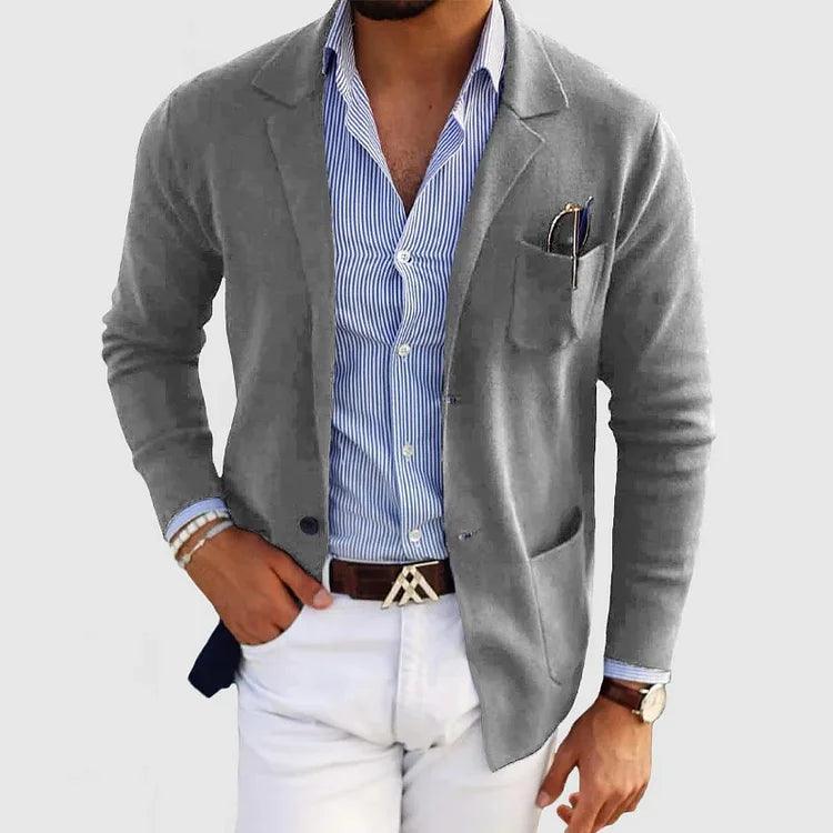 Elegant Herrecardigan med Lommer og Reverskrave