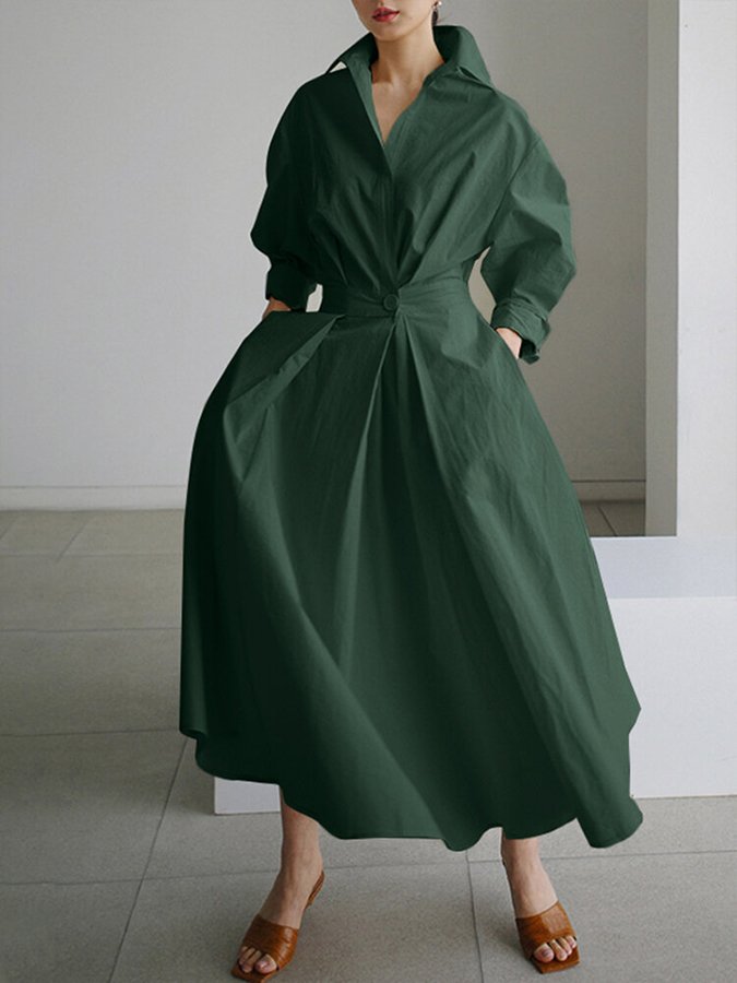 Caro | Elegant Skjortekjole med Knapper
