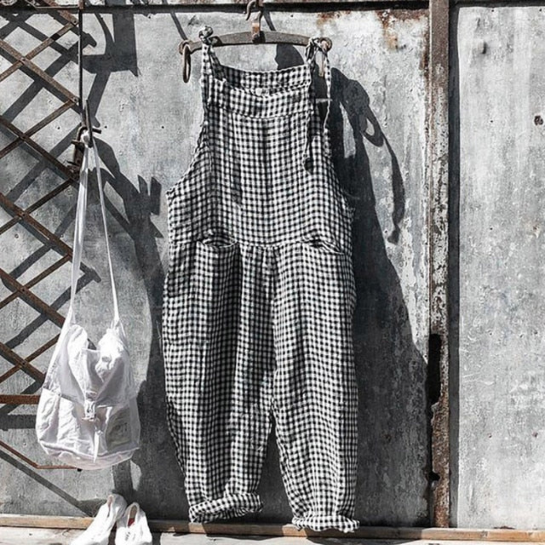 Ærmeløs jumpsuit med afslappet pasform og striber