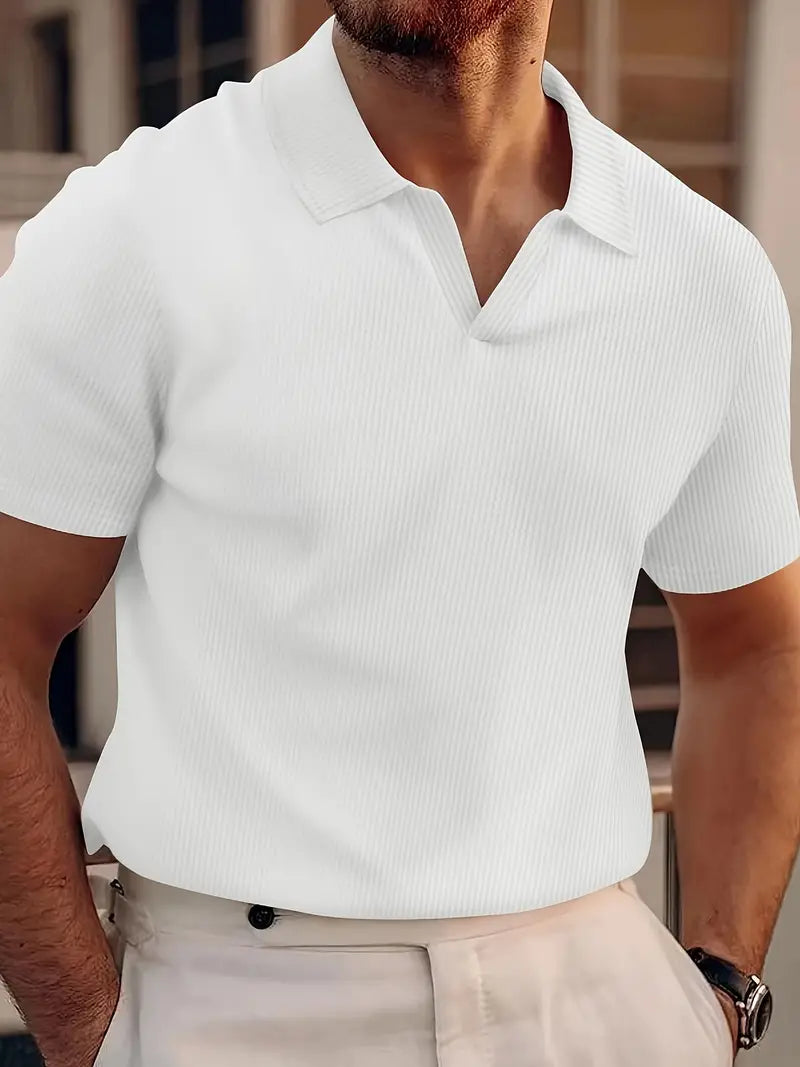 Herre V-Hals Kortærmet Polo T-Shirt