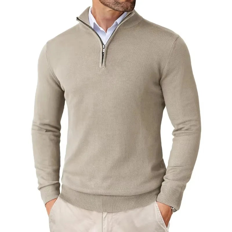 Søren | Sweater med lynlås i bomuldsmix til mænd