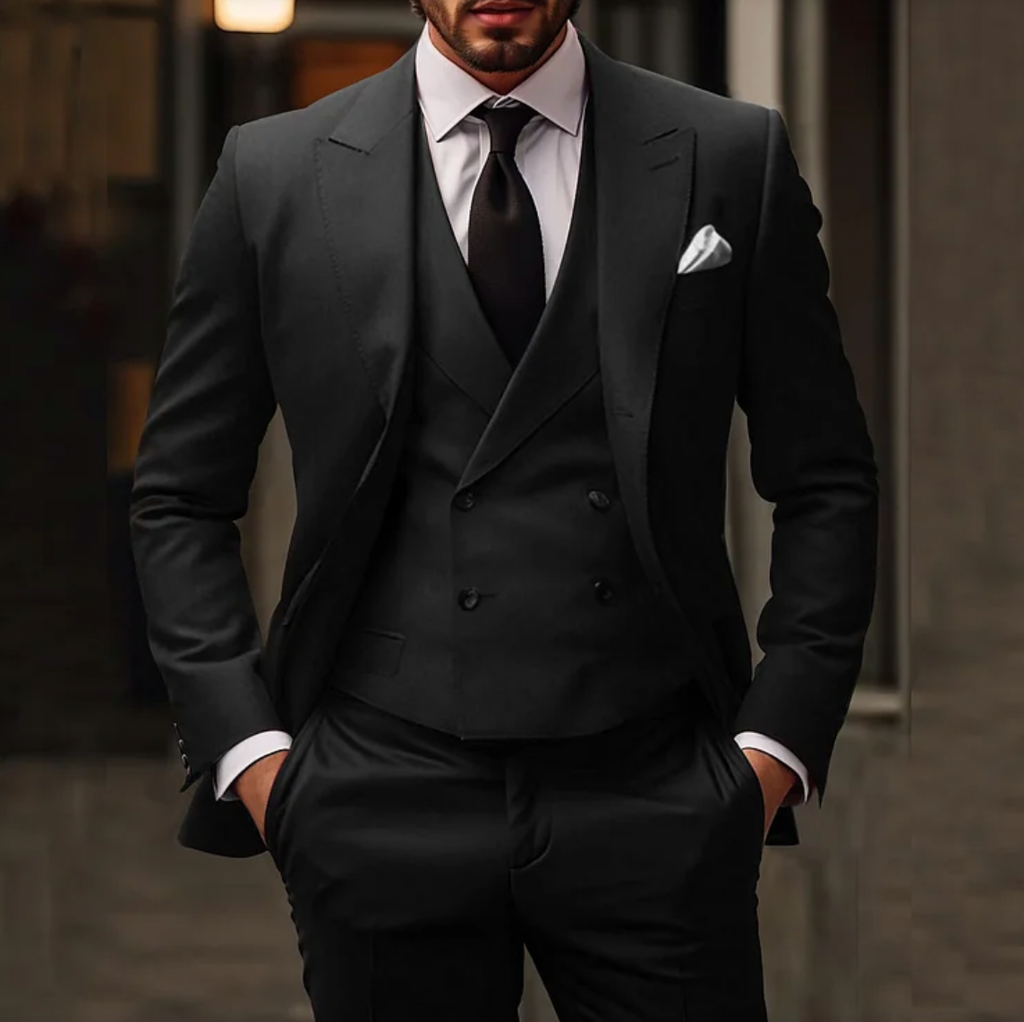Harvey | 3-delt Herresæt med Klassisk Blazer, Vest og Bukser