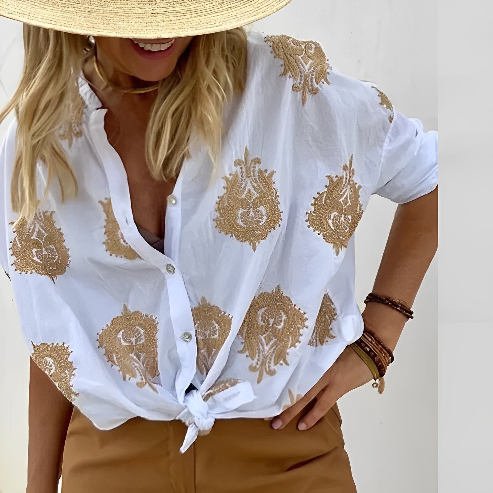Elegant knapbluse til moderne kvinder