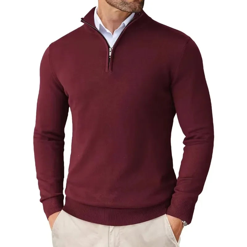 Søren | Sweater med lynlås i bomuldsmix til mænd