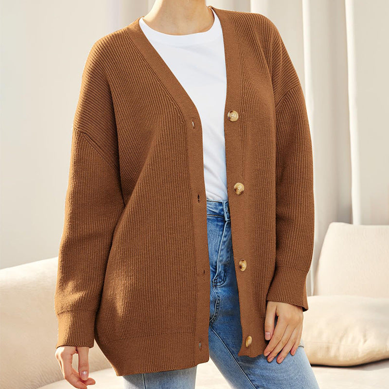 Martha | Kvinders Ribstrikket Cardigan med Knapper Plus Size