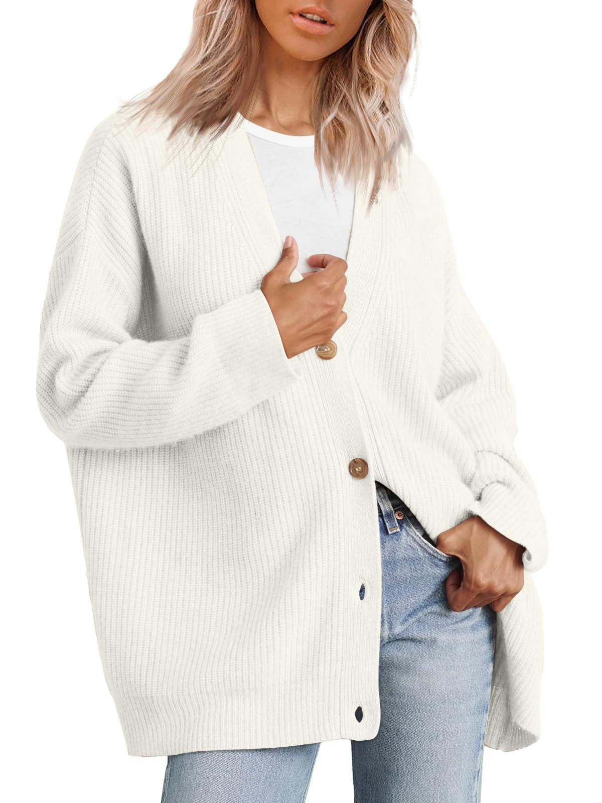 Emma | Stribet Plus Size Cardigan til Kvinder