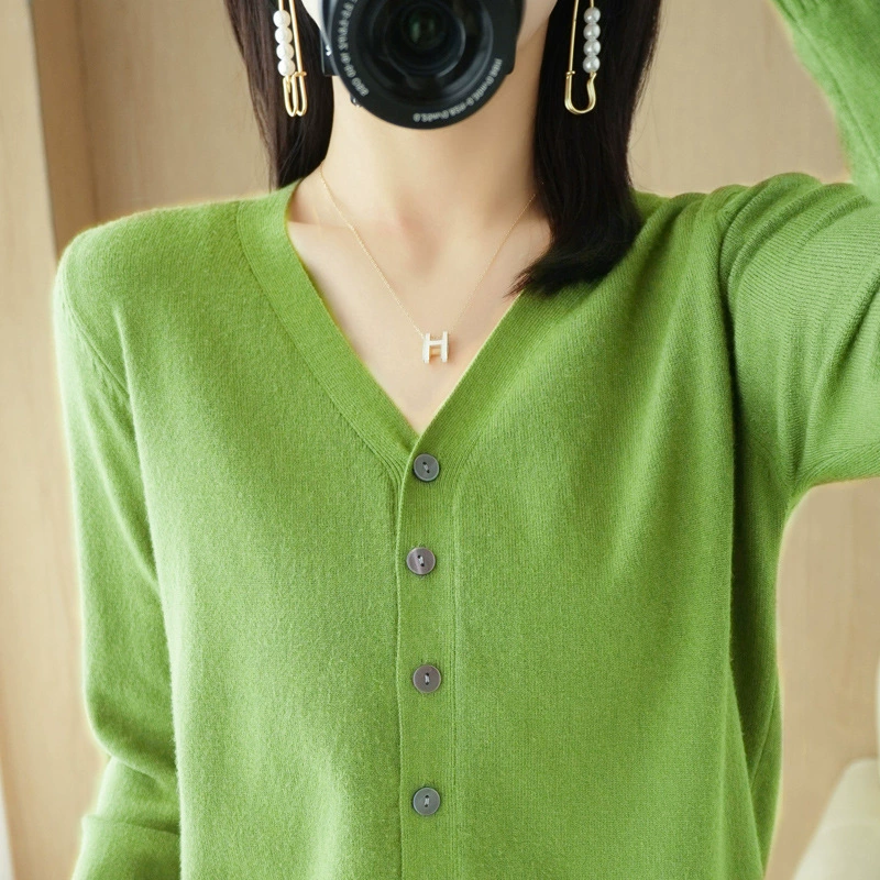 Esther | Dame Casual V-hals Strikket Cardigan