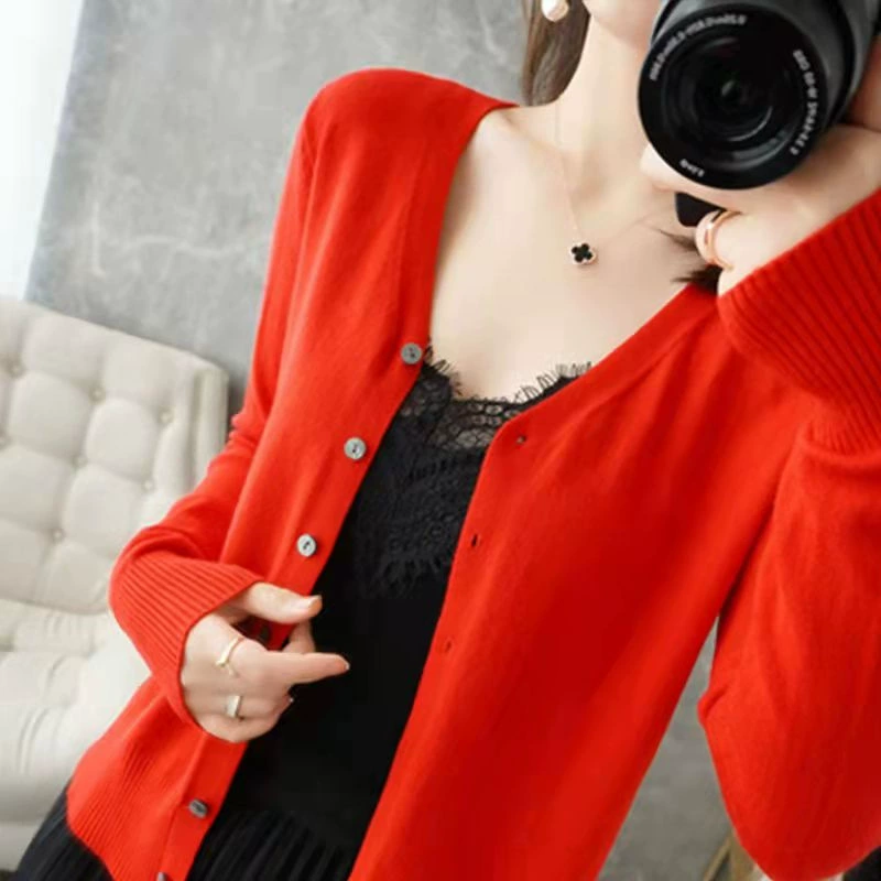 Esther | Dame Casual V-hals Strikket Cardigan