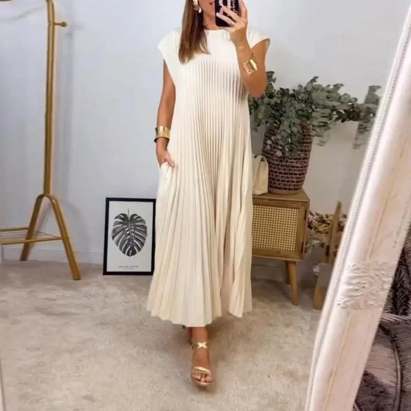 Tamara | Elegant Plisseret Maxikjole til Fest