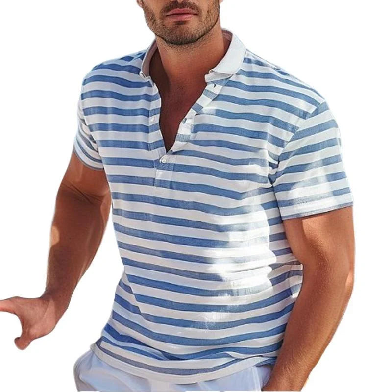 William | Retro Stribet Polo Skjorte til Mænd