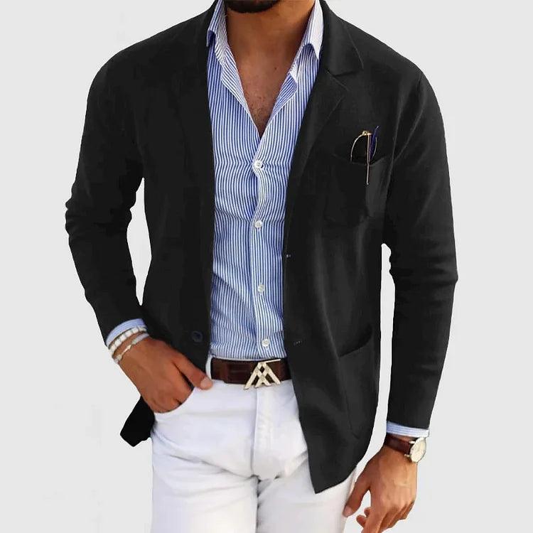 Elegant Herrecardigan med Lommer og Reverskrave