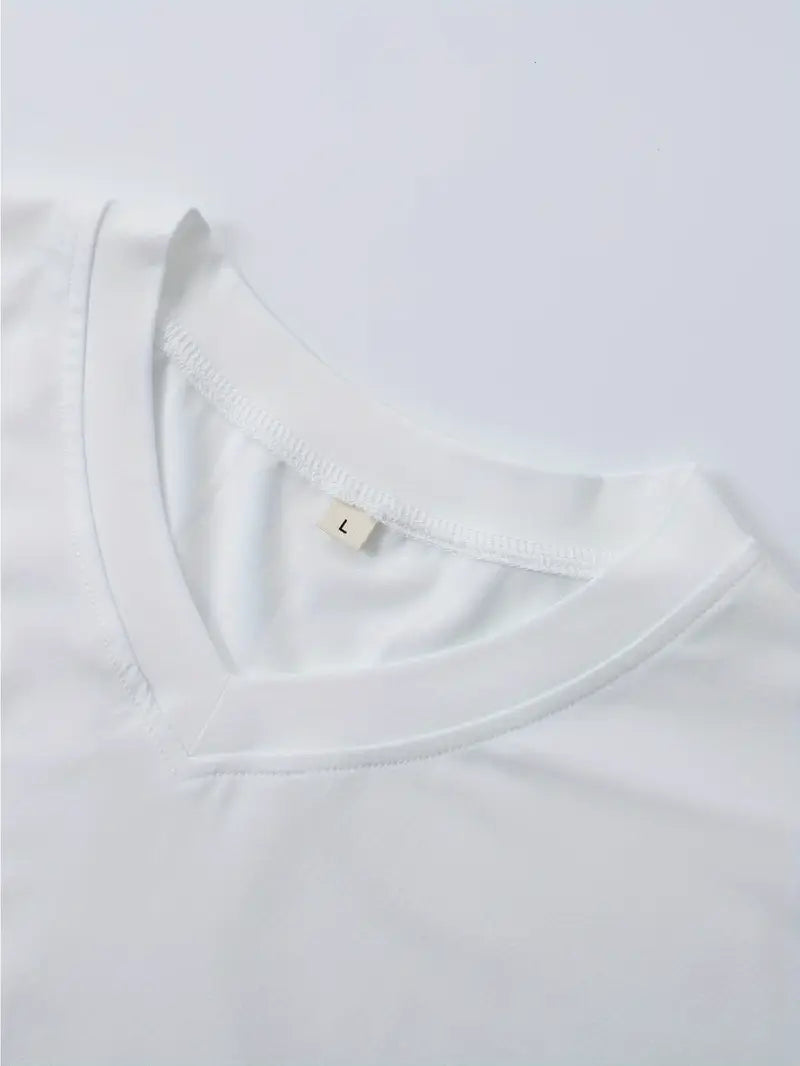 V-Hals T-shirt i Ren Bomuld