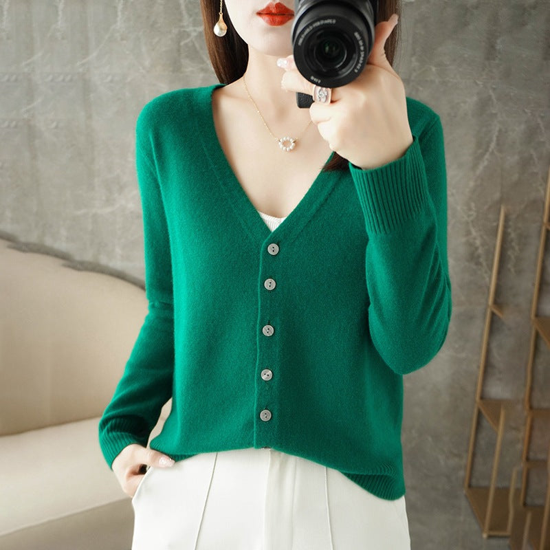 Esther | Dame Casual V-hals Strikket Cardigan