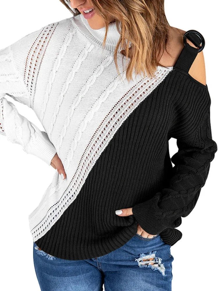 Mette | Vinter Chic Leopard Sweater med Én Skulder