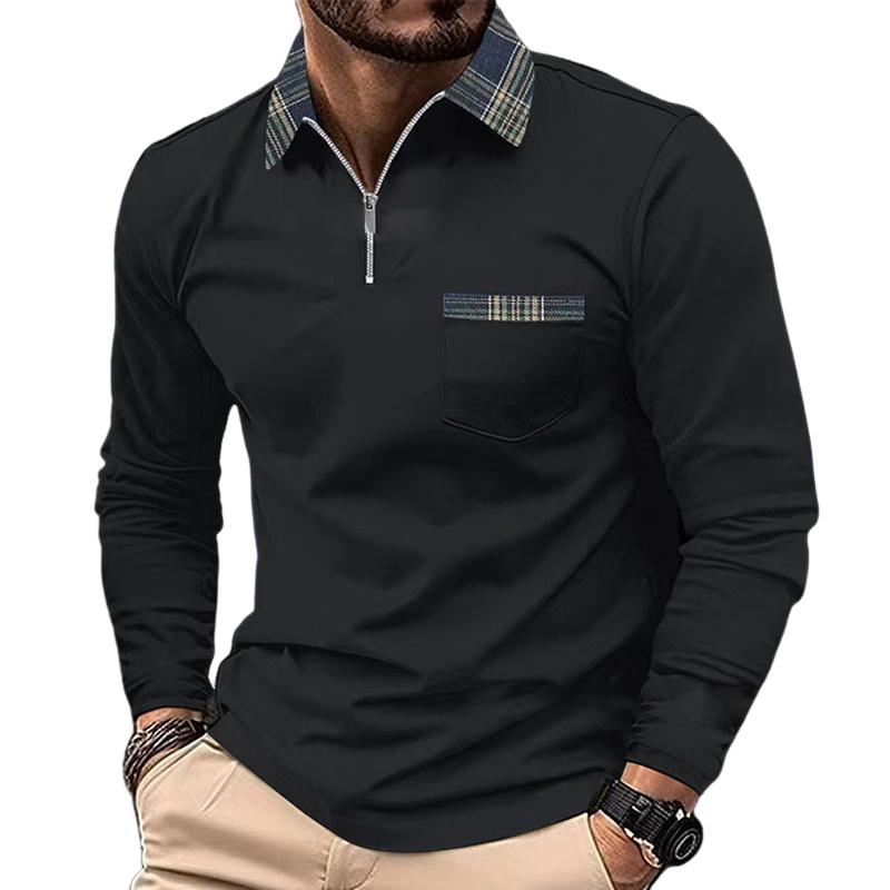 Hugo | Langærmet Poloshirt med Tern og Lynlås