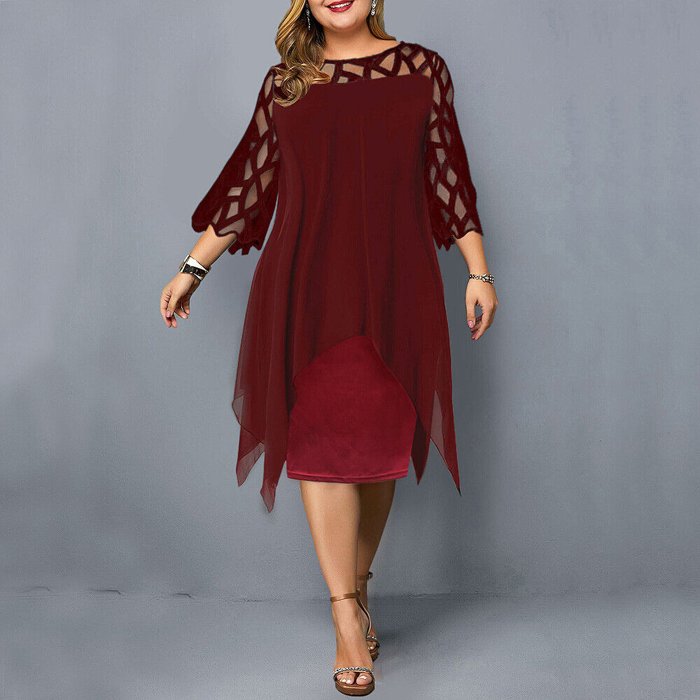 Elegant Midi Kjole til Kvinder Plus Size