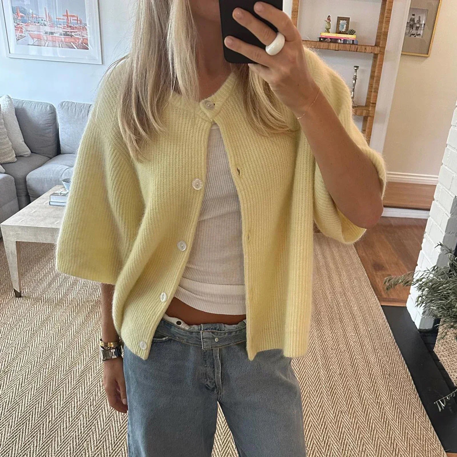 Elegant kortærmet cardigan til damer