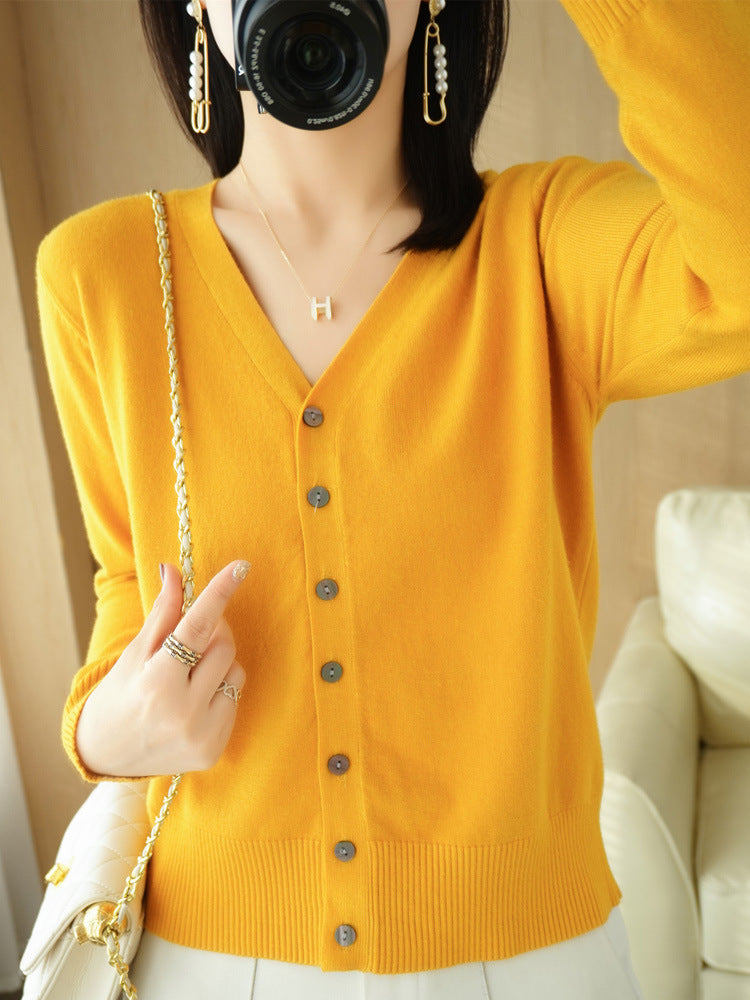 Esther | Dame Casual V-hals Strikket Cardigan